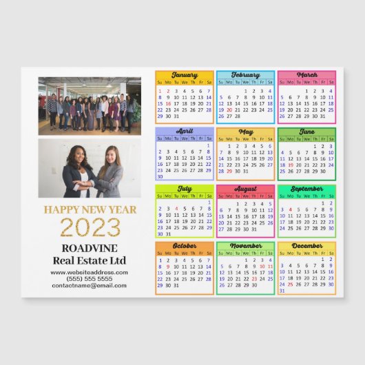 2023 Agenda Business 2 Foto Modern Gold Magnet (Voorkant)