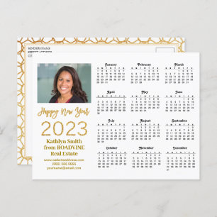 2023 Agenda Business Modern Gold Script-foto Briefkaart