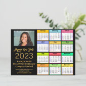 2023 Agenda Business Modern Gold Script-foto Feestdagenkaart (Staand voorkant)