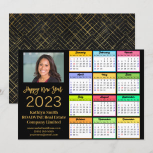2023 Agenda Business Modern Gold Script-foto Feestdagenkaart