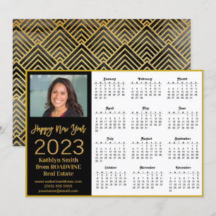 2023 Agenda Business Modern Gold Script-foto Feestdagenkaart