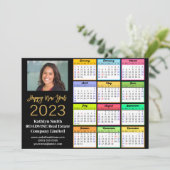 2023 Agenda Business Modern Gold Script-foto Feestdagenkaart (Staand voorkant)