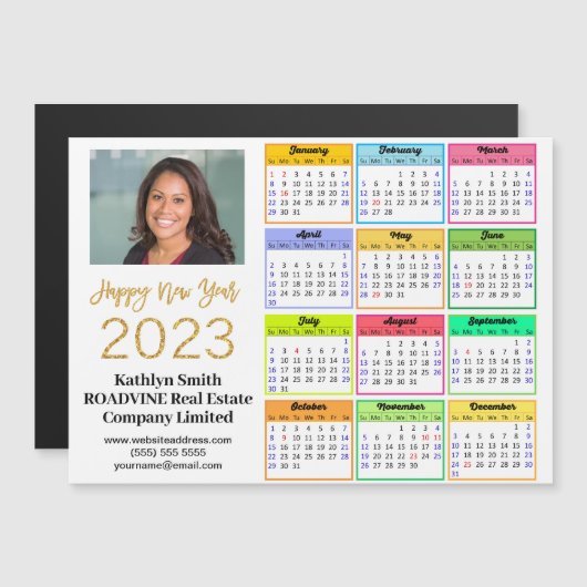 2023 Agenda Business Modern Script Photo Magnet (Voorkant / Achterkant)