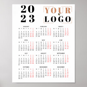 2023 Agenda Custom Business Logo 1 pagina Poster