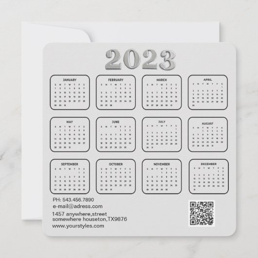 2023 Agenda Glitter Silver Greeting with Logo (Achterkant)
