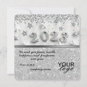 2023 Agenda Glitter Silver Greeting with Logo (Voorkant)