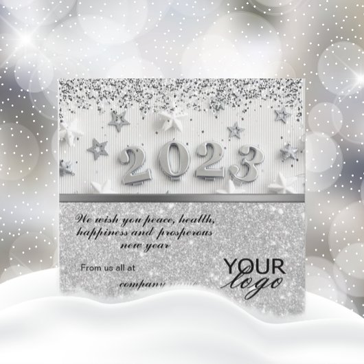 2023 Agenda Glitter Silver Greeting with Logo
