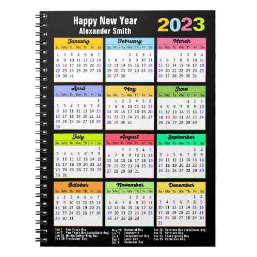 2023 Agenda met Feestdagen Jaarlijkse Moderne Aang Notitieboek (Voorkant)