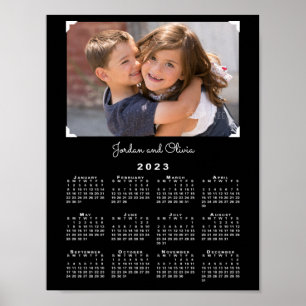 2023 Agenda met uw foto en naam op zwart Poster