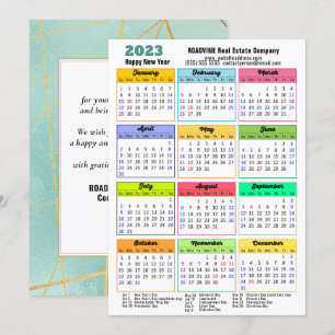 2023 Agenda Mint Green Stripes Modern Corporate Feestdagenkaart