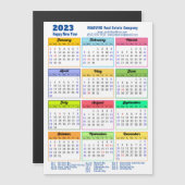 2023 Agenda Modern Blue Business Magnetic Kaart (Voorkant / Achterkant)