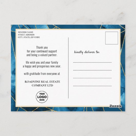 2023 Agenda Modern Geometric Blue Business Briefkaart (Achterkant)