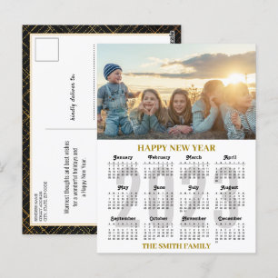 2023 Agenda - Moderne Gold- en zwarte-scriptfoto Briefkaart