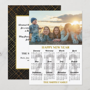 2023 Agenda - Moderne Gold- en zwarte-scriptfoto Feestdagenkaart