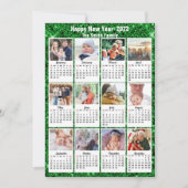 2023 Agenda Moderne reeks 12 Foto groene glitter Feestdagenkaart (Voorkant)