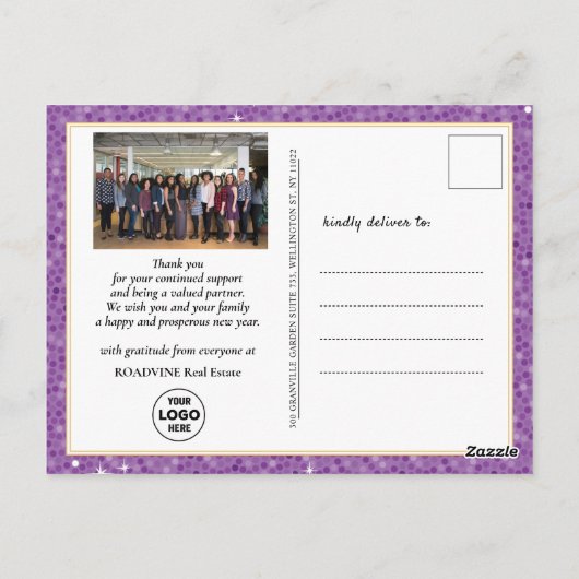 2023 Agenda Paarse Moderne Corporate Photo Briefkaart (Achterkant)