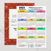 2023 Agenda Red Glitter Moderne Business Feestdagenkaart (Voorkant / Achterkant)