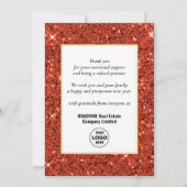 2023 Agenda Red Glitter Moderne Business Feestdagenkaart (Achterkant)