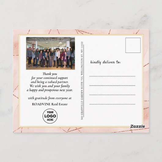 2023 Agenda Roos Gold Modern Corporate Photo Briefkaart (Achterkant)