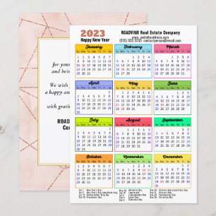 2023 Agenda Roos Gold Stripes Modern Corporate Feestdagenkaart