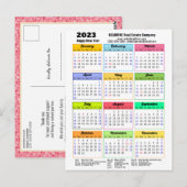 2023 Agenda roze Glitter Moderne Script Business Briefkaart (Voorkant / Achterkant)