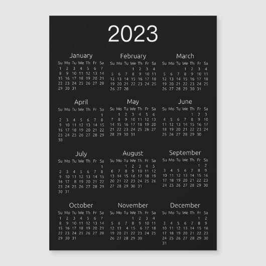2023 Agenda Simple Black en White Magnet (Voorkant)