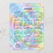 2023 Agenda, vol jaar, kleurrijke faux-holografisc Programmakaart (Voorkant / Achterkant)