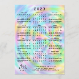 2023 Agenda, vol jaar, kleurrijke faux-holografisc Programmakaart