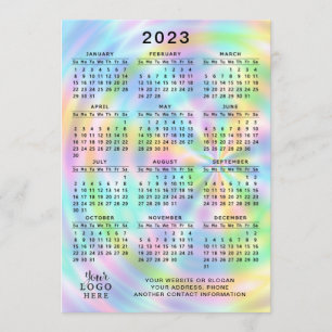 2023 Agenda, vol jaar, kleurrijke faux-holografisc Programmakaart
