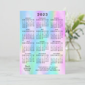 2023 Agenda volledig jaar Faux Holographic Ombre Programmakaart (Staand voorkant)