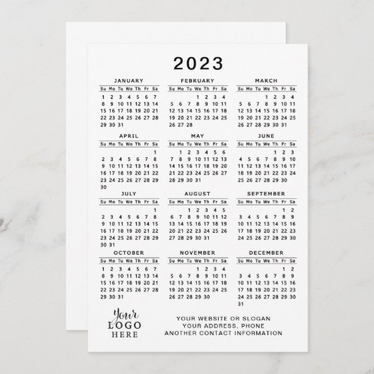 2023 Agenda - Volledig jaar - zwart, minimaal Programmakaart (Voorkant / Achterkant)