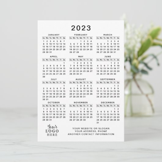 2023 Agenda - Volledig jaar - zwart, minimaal Programmakaart (Staand voorkant)