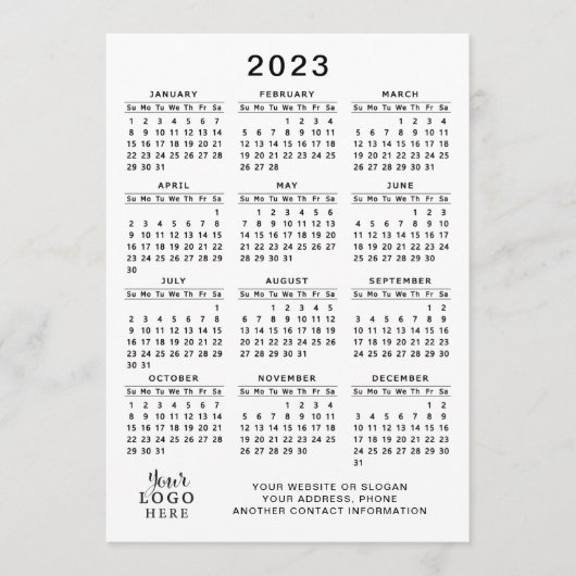 2023 Agenda - Volledig jaar - zwart, minimaal Programmakaart (Voorkant)