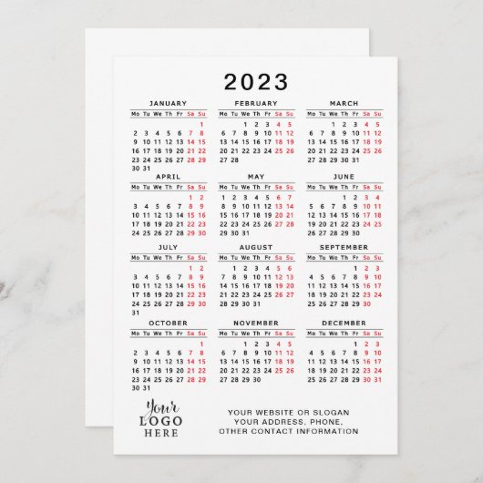 2023 Agenda - Volledig jaar - Zwart zwart minimaal Programmakaart (Voorkant / Achterkant)