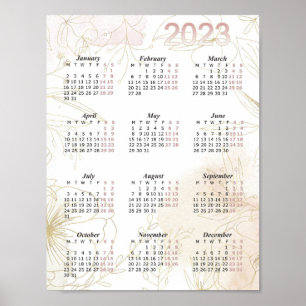 2023 Agenda, Waterverf Jaaragenda, Modern Poster
