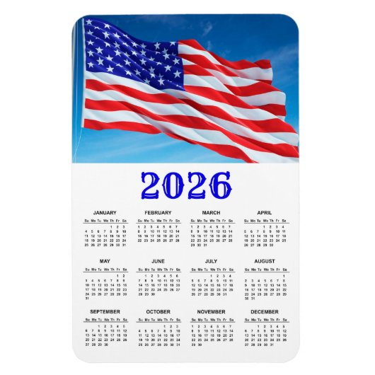 2023 Amerikaanse vlag Patriottische Calendar Magne Magneet (Verticaal)