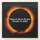 2023 Annulaire Zonsverduistering Glazen Onderzetter (Voorkant)