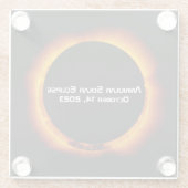 2023 Annulaire Zonsverduistering Glazen Onderzetter (Achterkant)