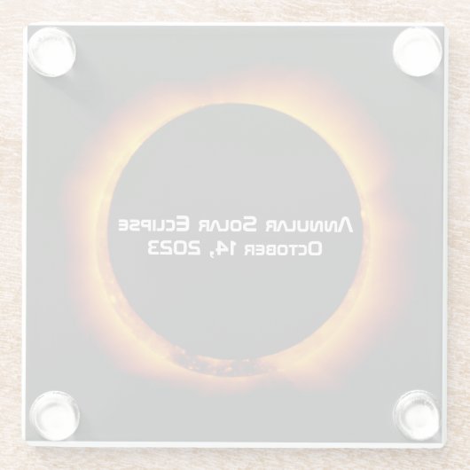 2023 Annulaire Zonsverduistering Glazen Onderzetter (Achterkant)