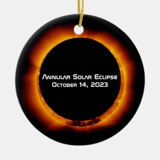 2023 Annulaire Zonsverduistering Keramisch Ornament (Voorkant)