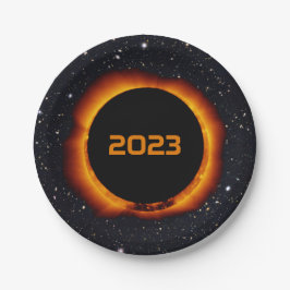 2023 Annulaire Zonsverduistering Papieren Bordje