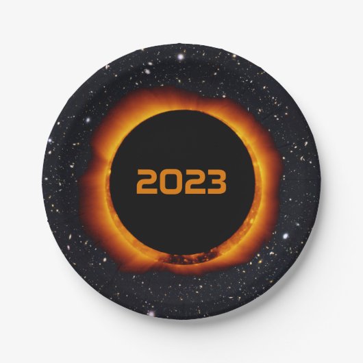 2023 Annulaire Zonsverduistering Papieren Bordje (Voorkant)