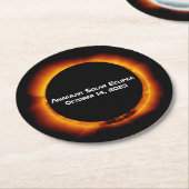 2023 Annulaire Zonsverduistering Ronde Kartonnen Onderzetter (Gebogen)