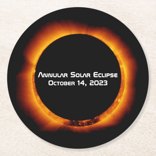 2023 Annulaire Zonsverduistering Ronde Kartonnen Onderzetter (Voorkant)