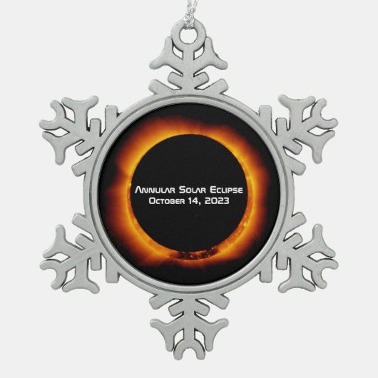2023 Annulaire Zonsverduistering Tin Sneeuwvlok Ornament (Voorkant)