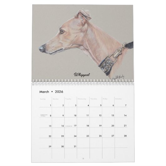 2023 Art Calendar (Sighthound Dog) Kalender (Mar 2026)