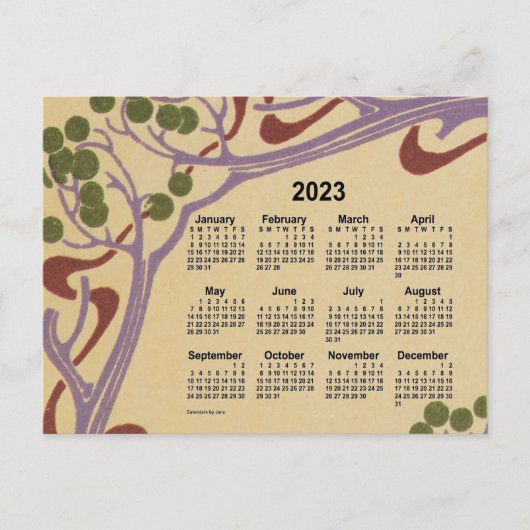 2023 Art Nouveau Mini Agenda van Janz Feestdagenkaart (Voorkant)
