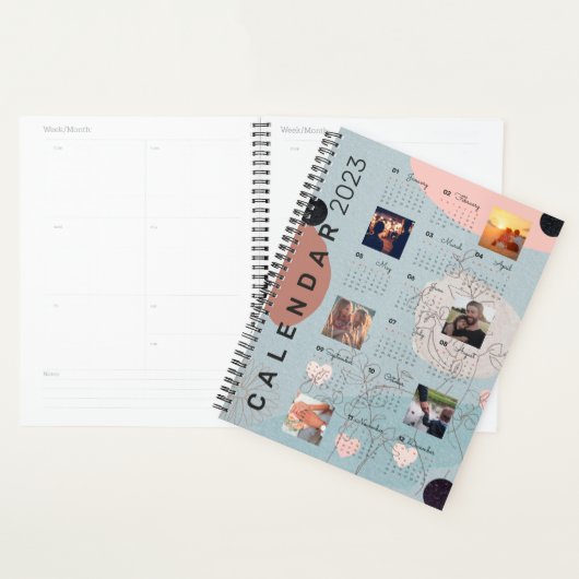 2023 Baby Blue Calendar, 6 aangepaste foto's Planner (Display)