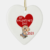 2023 Baby Boy Heart 1st Valentijnsdag Ornament (Rechts)
