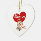 2023 Baby Boy Heart 1st Valentijnsdag Ornament (Links)